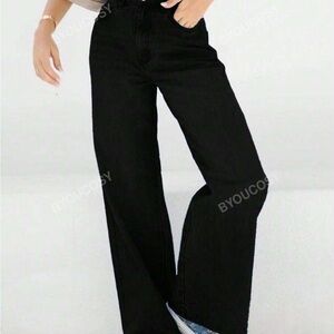 Straight leg High Rise Black Pants